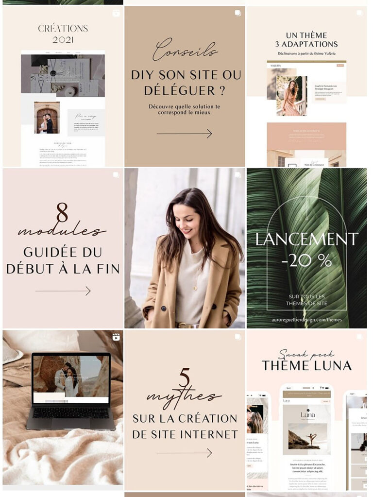 Utilisation des portraits professionnels dans la communication Instagram d’une webdesigner.