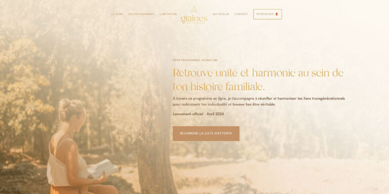 Exemple de personal branding appliqué à un site dédié au bien-être et au développement personnel.