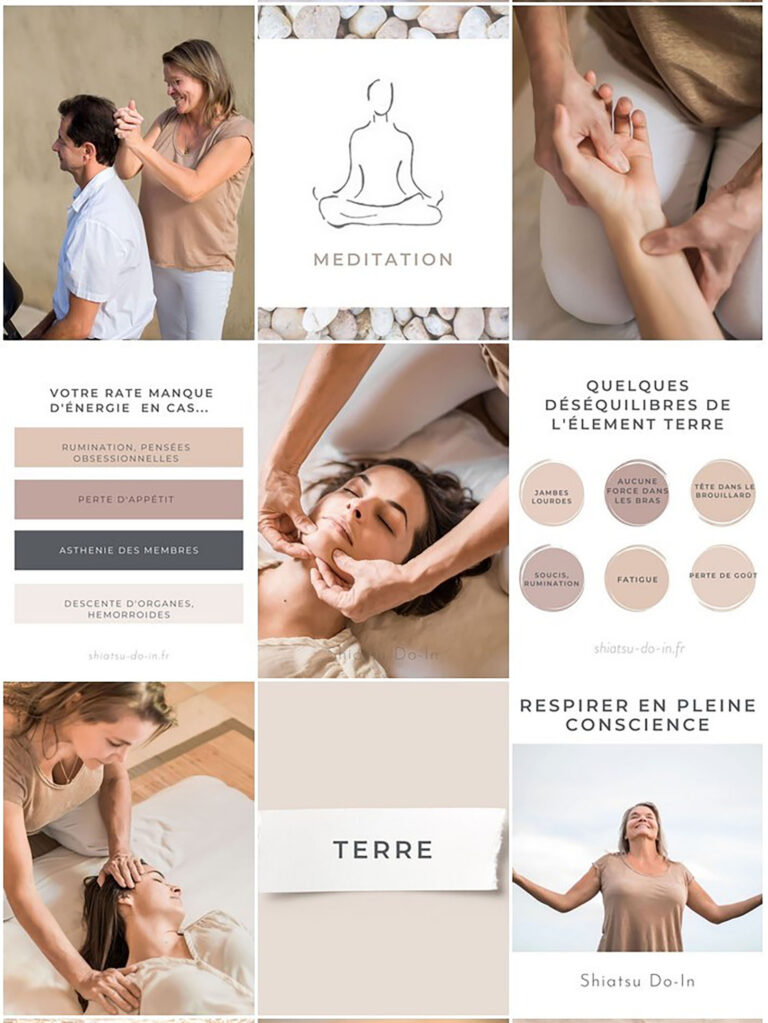 Profil Instagram d’une praticienne en shiatsu et do in, mettant en avant son approche bien-être.