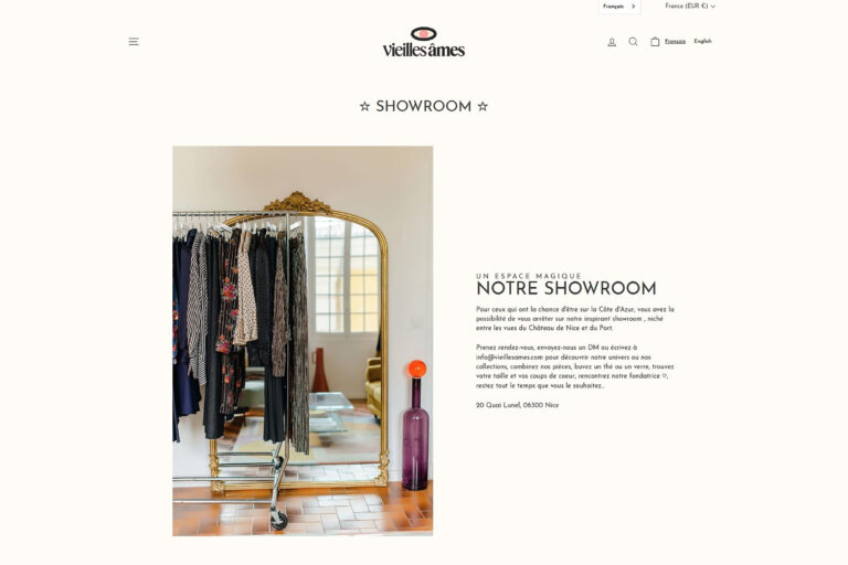 Site web de Vieilles Âmes, marque de mode éthique et responsable.